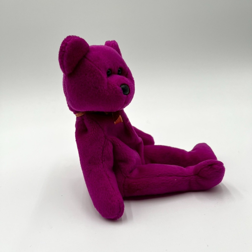 Ty Beanie Babies Millennium Bear Plush Toy Purple Soft Stuffed Handmade Animal - Picture 5 of 7